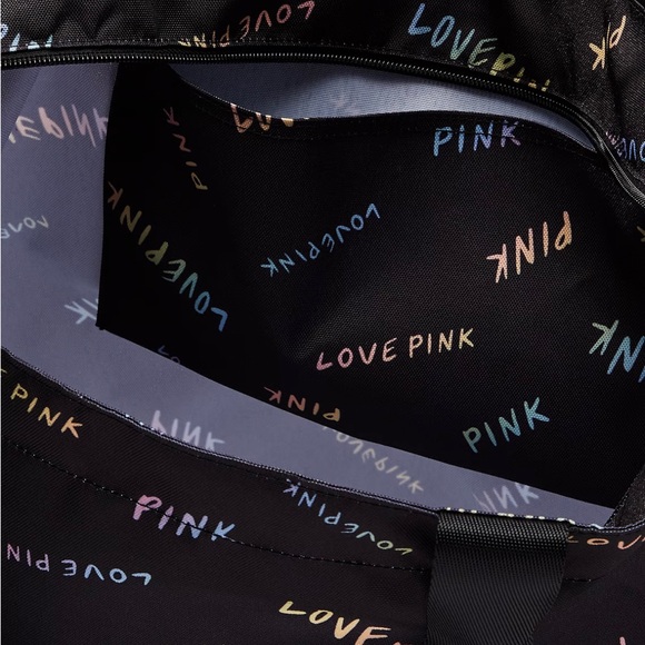 Victoria Secret Pink Weekender Bag Multi Colored large Logo Tote 16x22 NWT 2024 - Picture 4 of 6